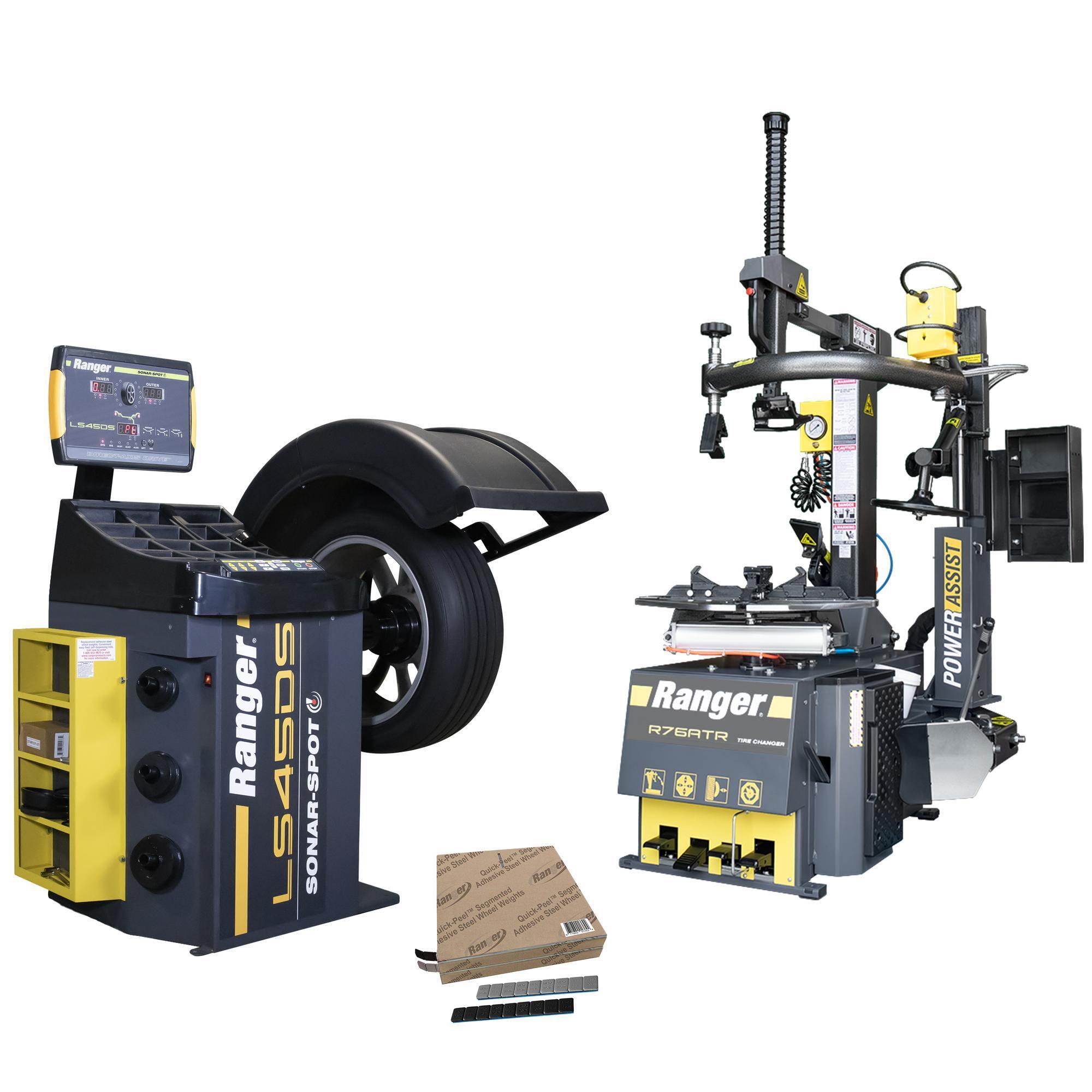 Ranger, R76ATR+LS45DS-220V +Tape Weight Roll Kit 1400pc, Power Type Electric, Control Type Foot Pump, Volts 220 Model# R76ATR - LS45DS - Weights